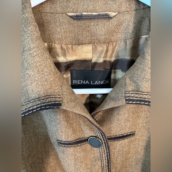 Rena Lange Tan Virgin Wool Cammello Blazer Jacket Womens Size 8 - Picture 4 of 7